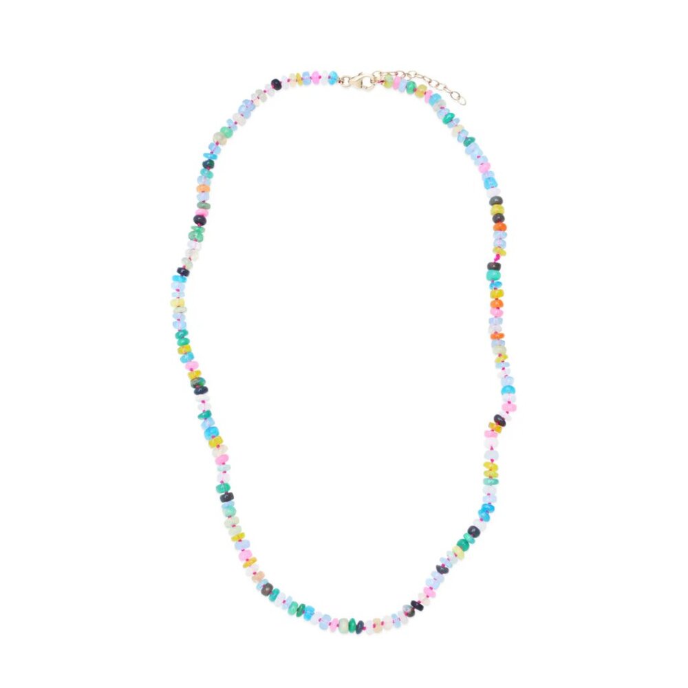 Andrea Fohrman Rainbow Opal Beaded Choker With Raspberry Silk Thread